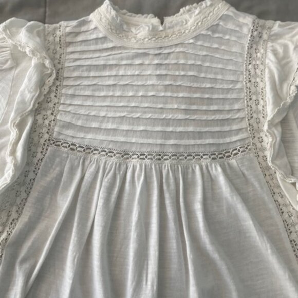 NWT Free People Top White Prairie Medium Cotton Oversized NEW Ivory Hippie $98 - Picture 5 of 15